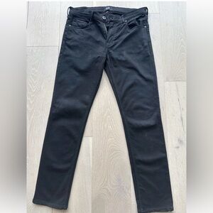 Paige Federal Jeans Mens Black Denim Logo Stretch Mid Rise Straight Leg 32x32